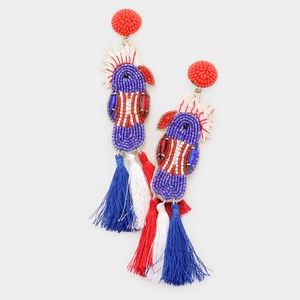 💥Red, White and Blue beaded Earrings